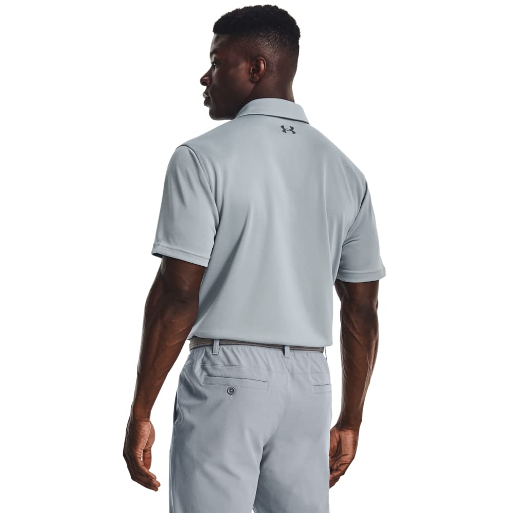 Under Armour Men's Tech Golf Polo, (465) Harbor Blue / / Pitch Gray, Small Tall
