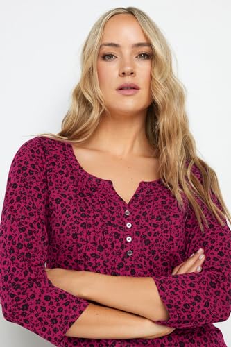 Long Tall Sally LTS Tall Ditsy Floral Henley Top Pink 4