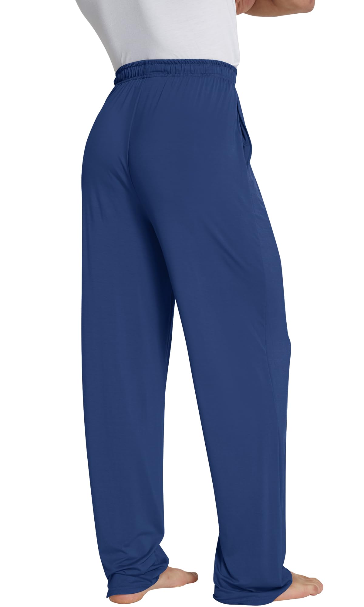WiWi Bamboo Viscose Pajama Pants for Men Tall Sleep Bottoms Big Warm Long Pj Lightweight Lounge Sweatpants S-XXL, Blue Depth, Small