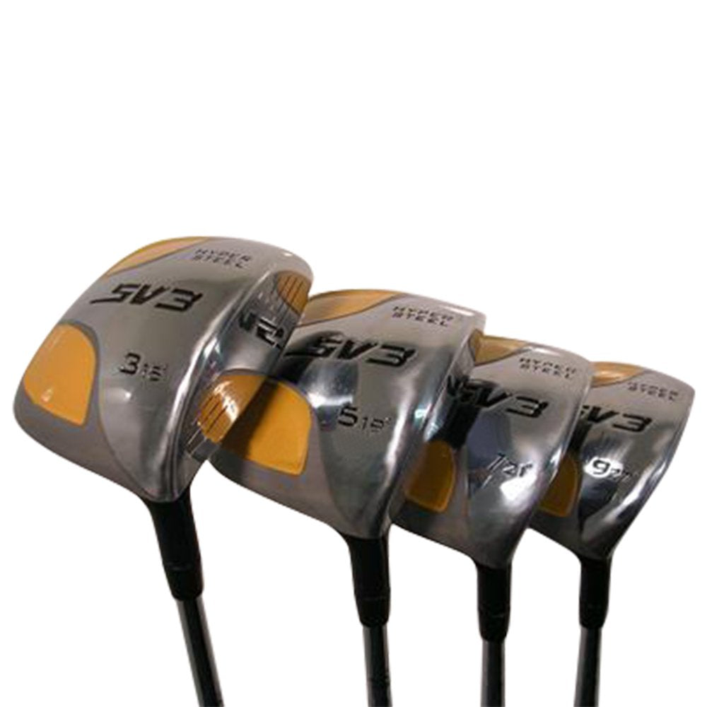 XL Big & Tall Senior Men's (+2" Longer Than Standard Length) SV3 Yellow Square Fairway 3 5 7 9 Wood Set Golf Clubs, Right Handed Senior Flex with Men's Senior Size Black Pro Velvet Grips