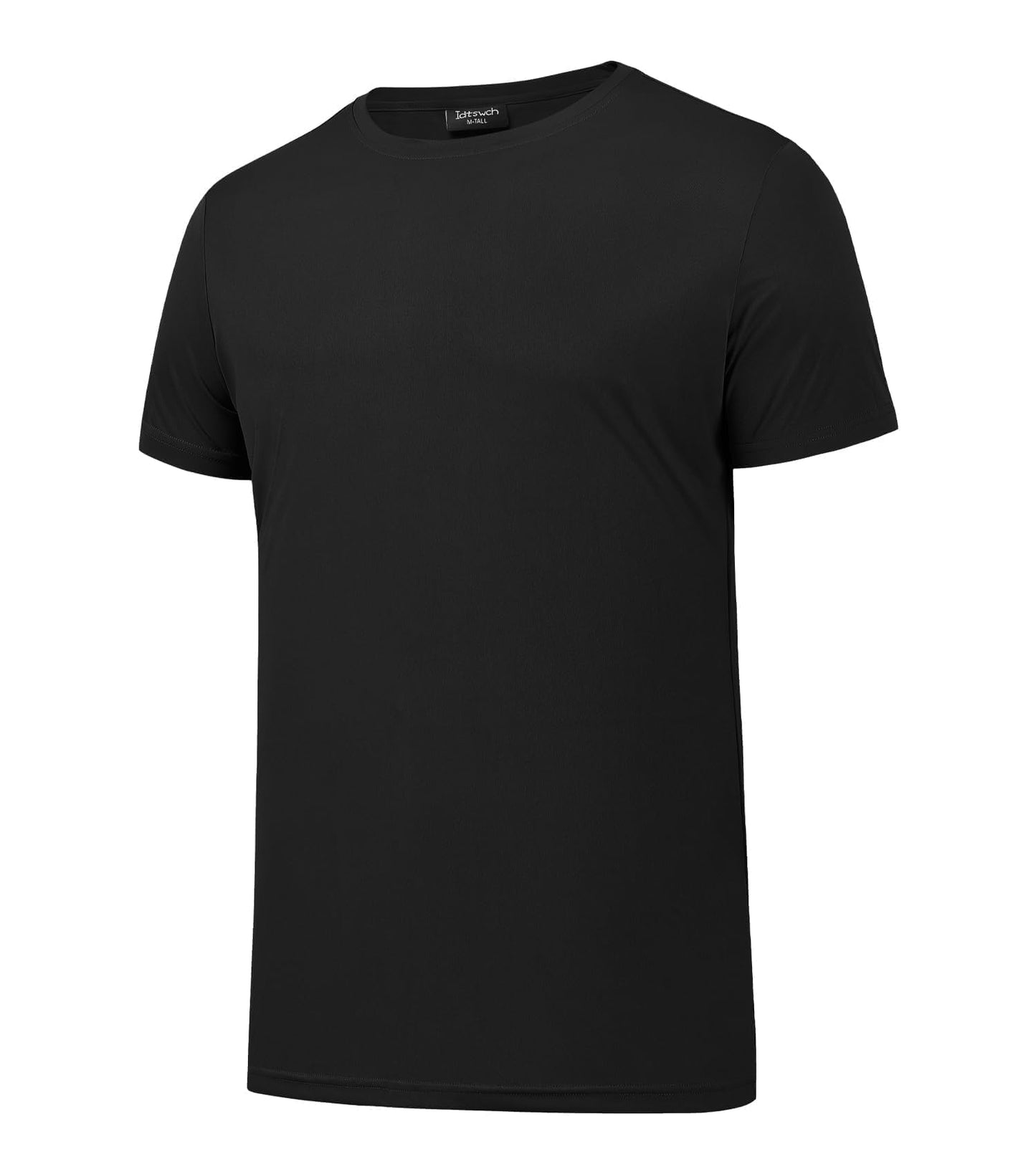 Idtswch Men's Tall T-Shirt Rash Guard UPF 50+ T-Shirt Quick Dry Swim Water Top Tee Short Sleeve Athletic Shirts Black-XL