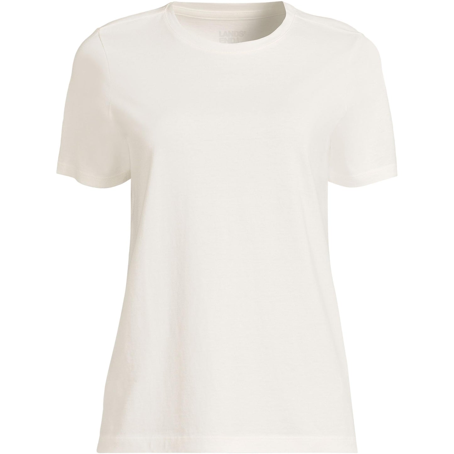 Lands' End Womens Short Sleeve Relaxed Supima Cotton Crew Neck T Shirt Ivory Tall Medium