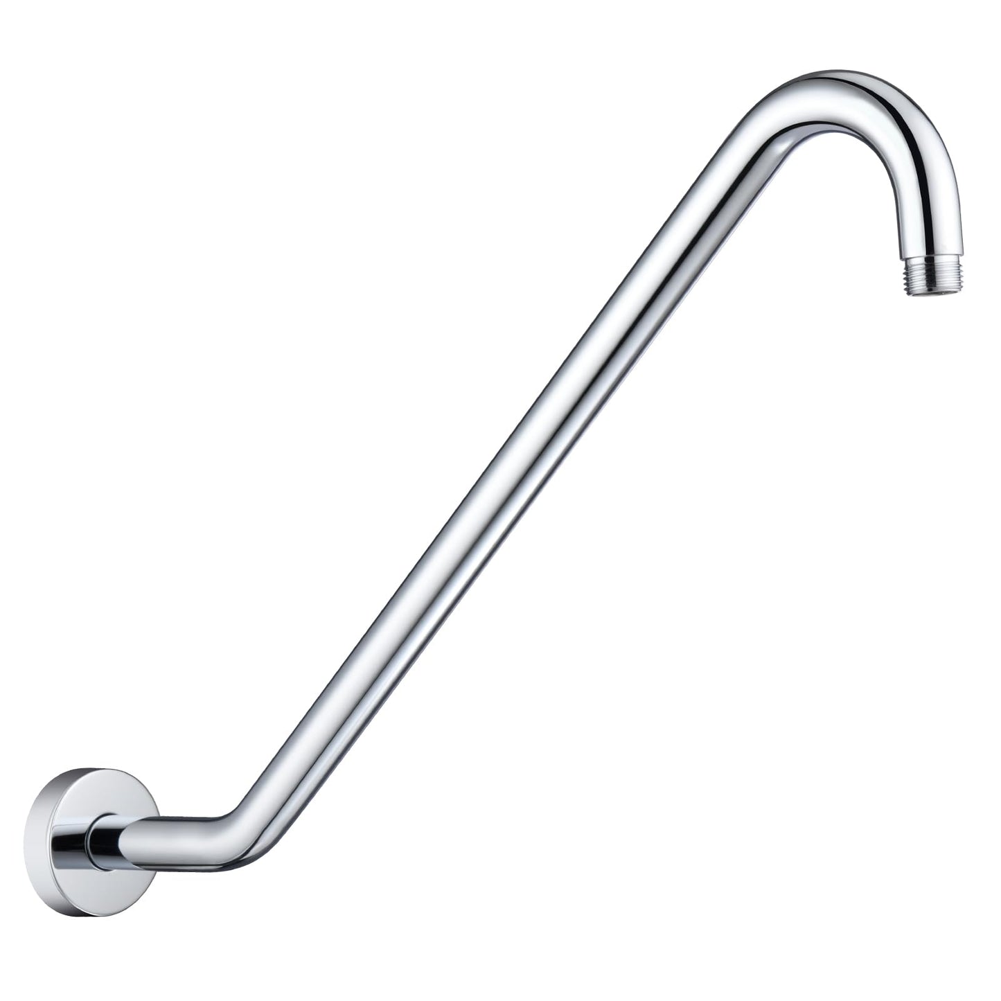 Shower Head Extension Arm with Flange,17 Inch Uvish Stainless Steel S Shaped Shower Head Riser Pipe, High Rise Extra Long Goose Neck Shower Extender Arm, Standard 1/2" Connection, Polished Chrome