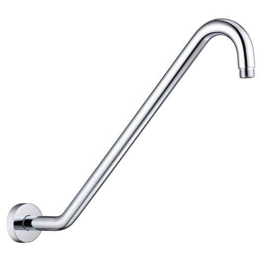Shower Head Extension Arm with Flange,17 Inch Uvish Stainless Steel S Shaped Shower Head Riser Pipe, High Rise Extra Long Goose Neck Shower Extender Arm, Standard 1/2" Connection, Polished Chrome