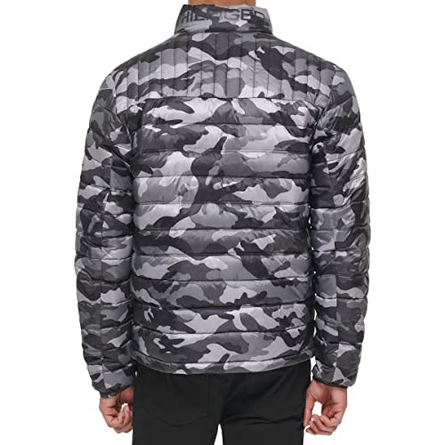 Tommy Hilfiger Men's Ultra Loft Lightweight Packable Puffer Jacket (Standard and Big & Tall), Grey Camo, XX-Large