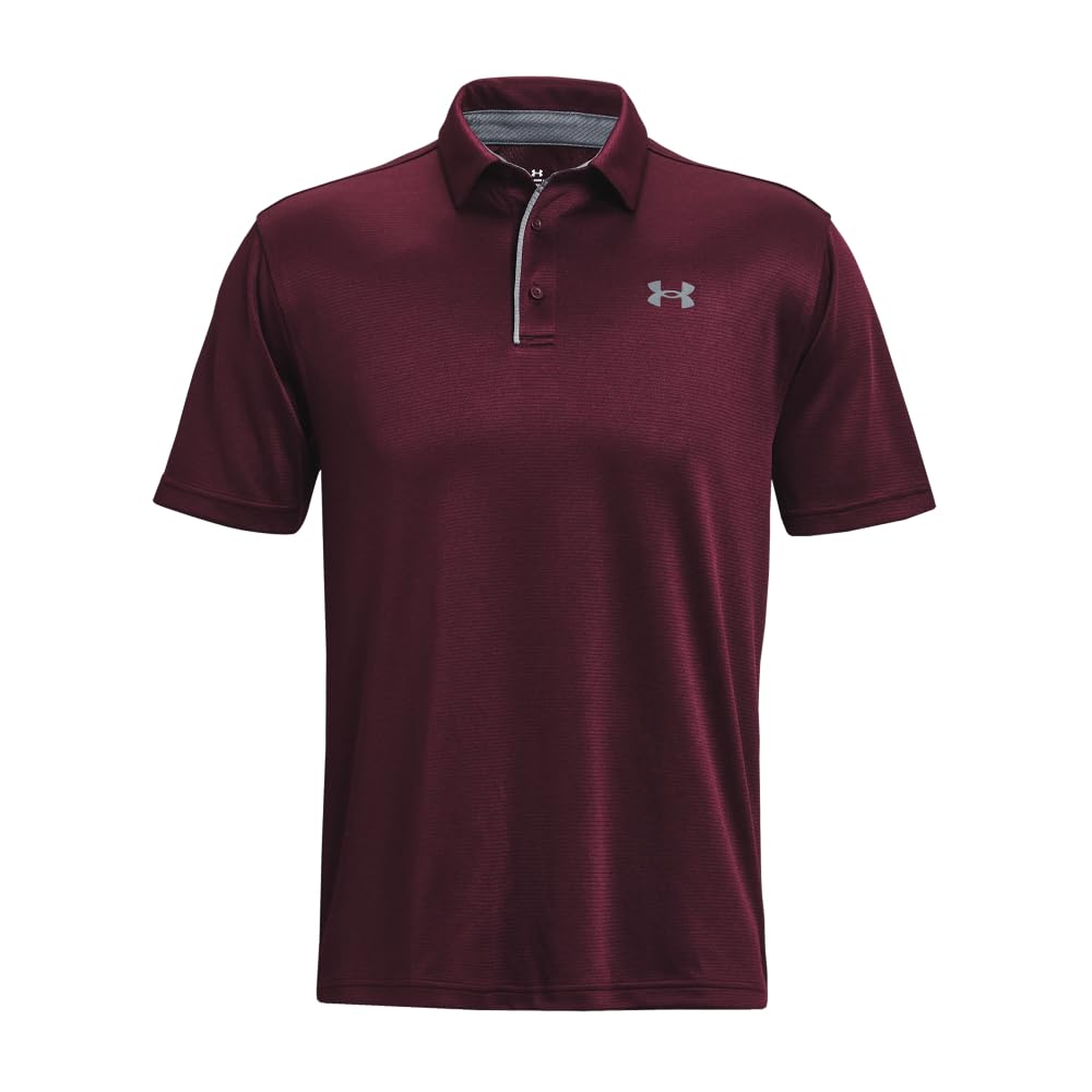 Under Armour Men's Tech Golf Polo, (601) Dark Maroon / / Pitch Gray, Large Tall