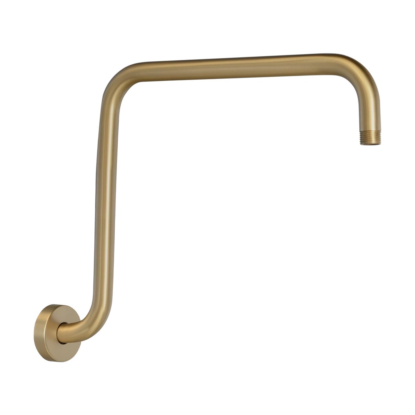 PHASAT S Shaped Shower Arm, High Rise Shower Arm with Flange, Brushed Gold