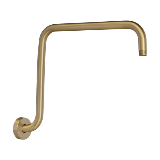 PHASAT S Shaped Shower Arm, High Rise Shower Arm with Flange, Brushed Gold