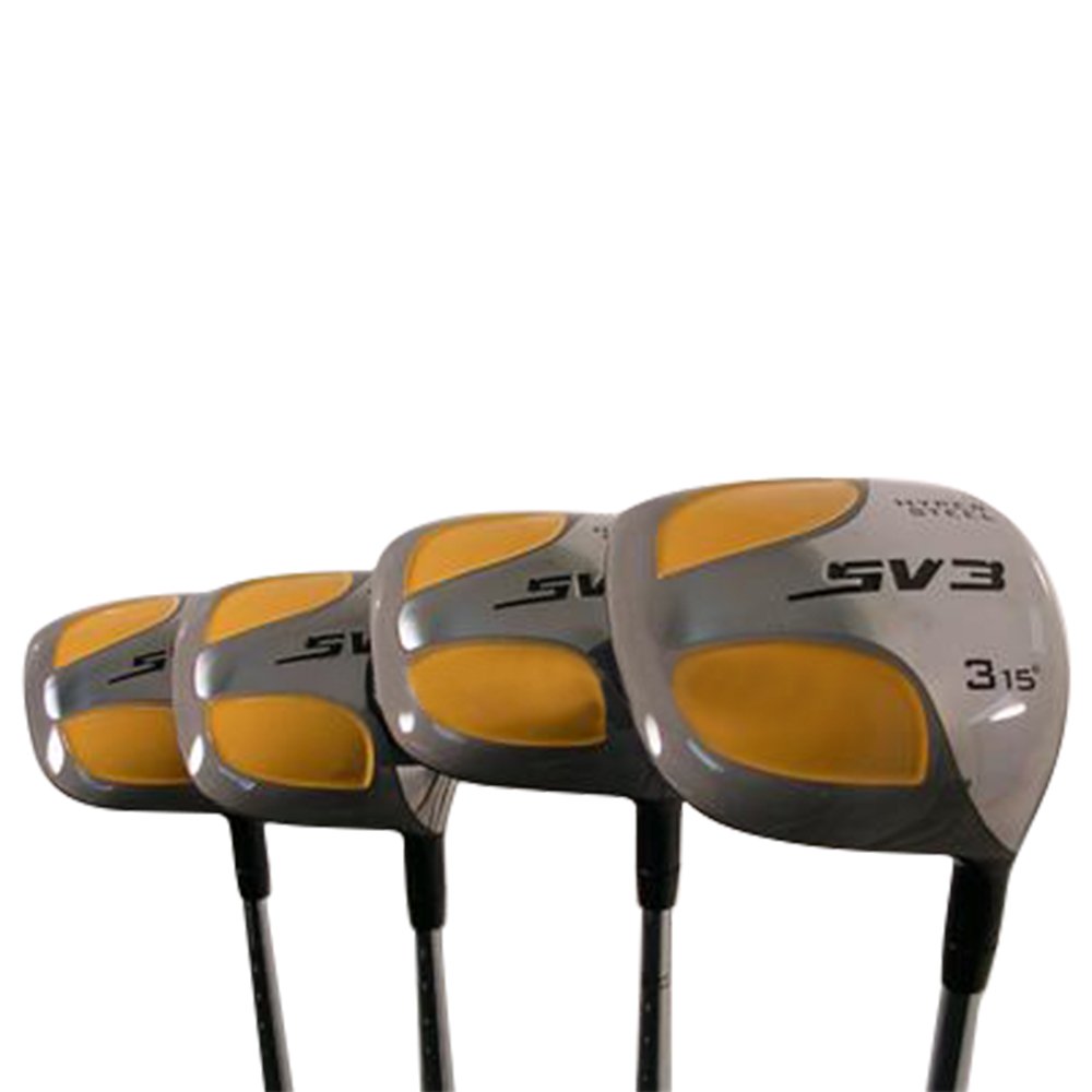 XL Big & Tall Senior Men's (+2" Longer Than Standard Length) SV3 Yellow Square Fairway 3 5 7 9 Wood Set Golf Clubs, Right Handed Senior Flex with Men's Senior Size Black Pro Velvet Grips