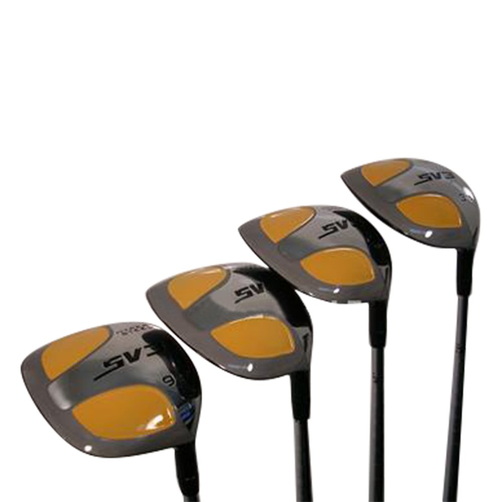 XL Big & Tall Senior Men's (+2" Longer Than Standard Length) SV3 Yellow Square Fairway 3 5 7 9 Wood Set Golf Clubs, Right Handed Senior Flex with Men's Senior Size Black Pro Velvet Grips