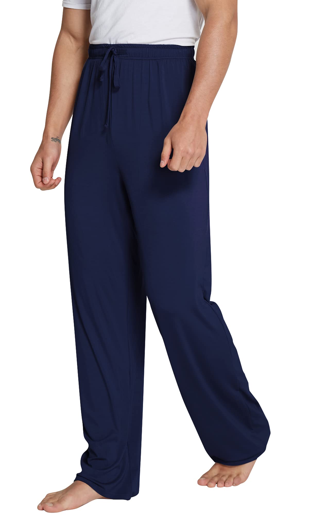 WiWi Bamboo Viscose Pajama Pants for Men Tall Sleep Bottoms Big Warm Long Pj Lightweight Lounge Sweatpants S-XXL, Dark Blue, X-Large