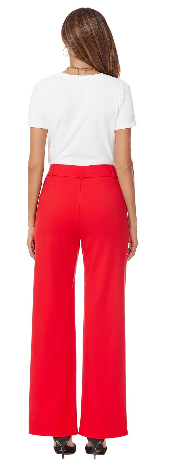 iChosy Womens High Waist Wide Straight Leg Trousers Casual Slacks Dress Pants with Pockets Red 18 ExtraTall