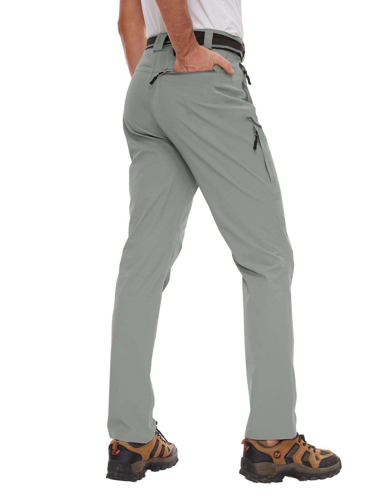 SEVEGO 30"/32"/34"/36" Inseam Men's Tall Hiking Pants Quick Dry Outdoor Waterproof Fishing Cargo Pants with Belt 5 Pockets 38" Light Green XXL