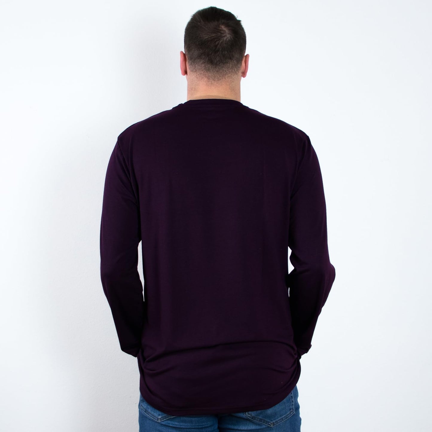 Men's Tall Slim-Fit Long Sleeve Crewneck T-Shirt, Super Soft Poly Blend Long Tee (Tall, Small, Black)