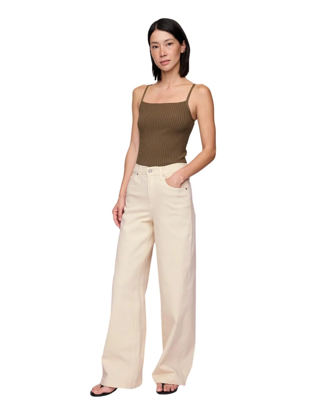 GAP Womens HIgh Rise Stride Denim Beach Pebble 28 Long