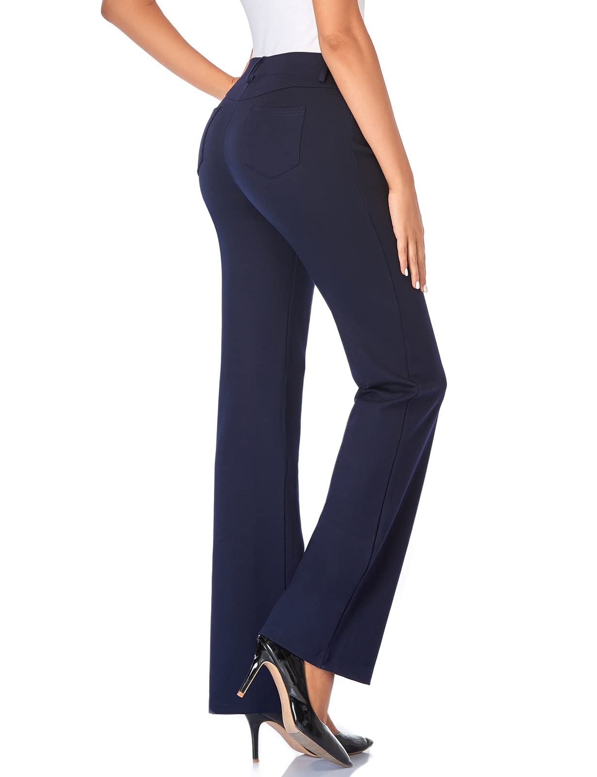 Tapata Women's 28''/30''/32''/34'' Stretchy Bootcut Dress Pants with Pockets Tall, Petite, Regular for Office Work Business 34", Navy Blue, XXL