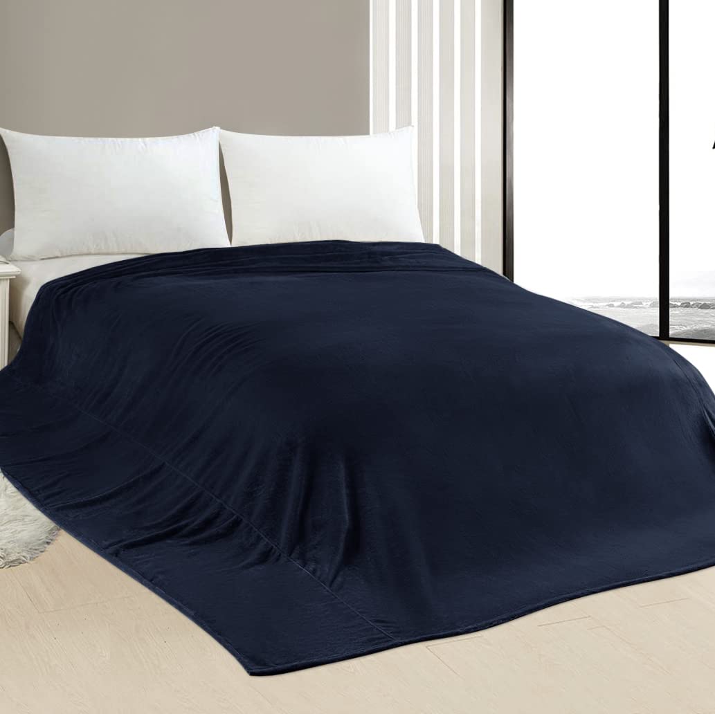 Oversized Blanket 120x120 Inches, Giant Huge Companion for Bed, Sofa, Travel and Camping, Extra Large Big Soft Blanket Fits The Whole Family and Outdoor Campaign, Navy