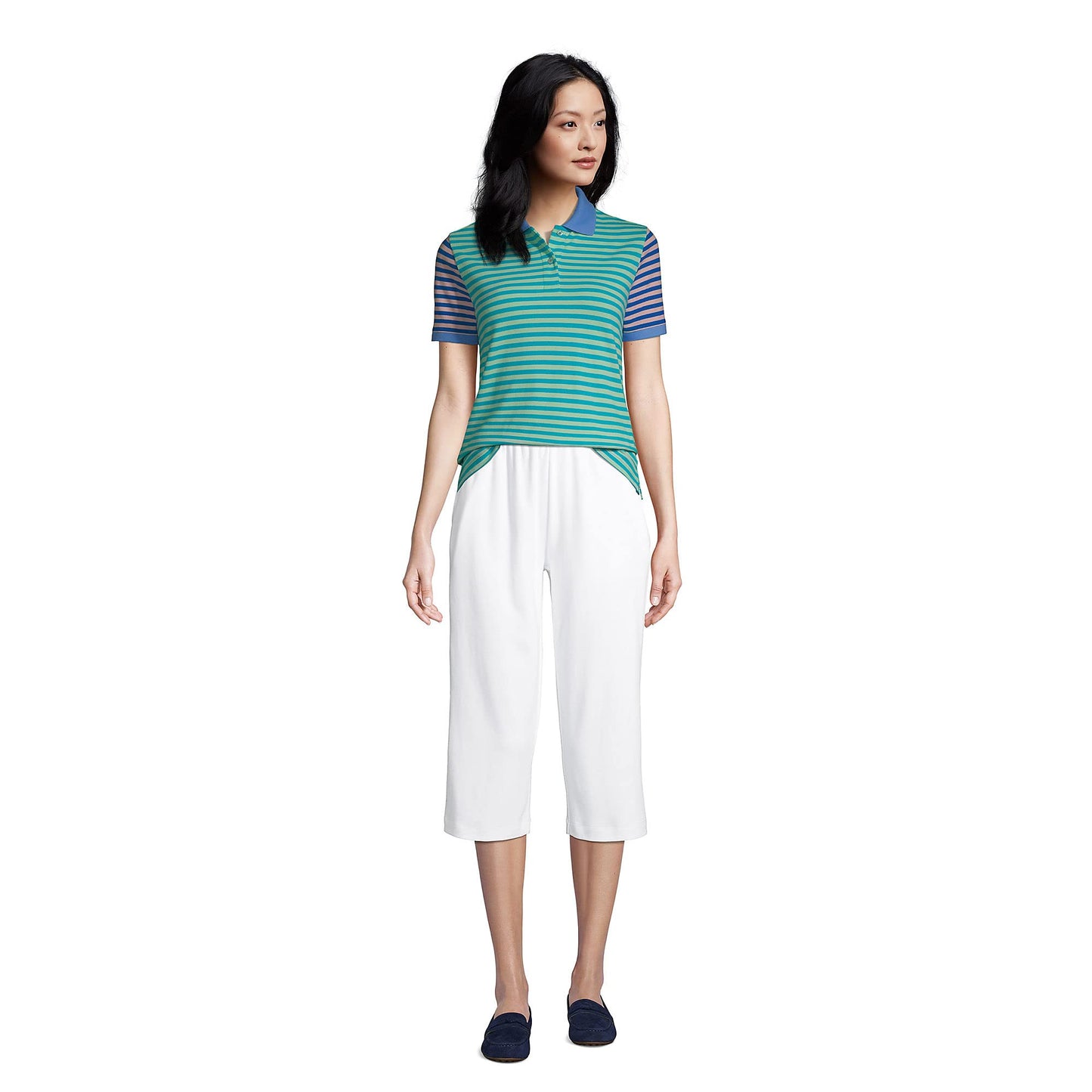 Lands' End Women s Sport Knit Capri Pants White Tall Large