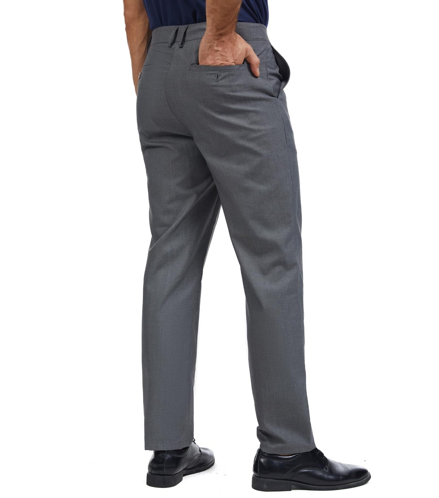 Men's Tall Classic Fit Flex Flat Front Dress Pants Formal Pants for Business & Office Dark Gray