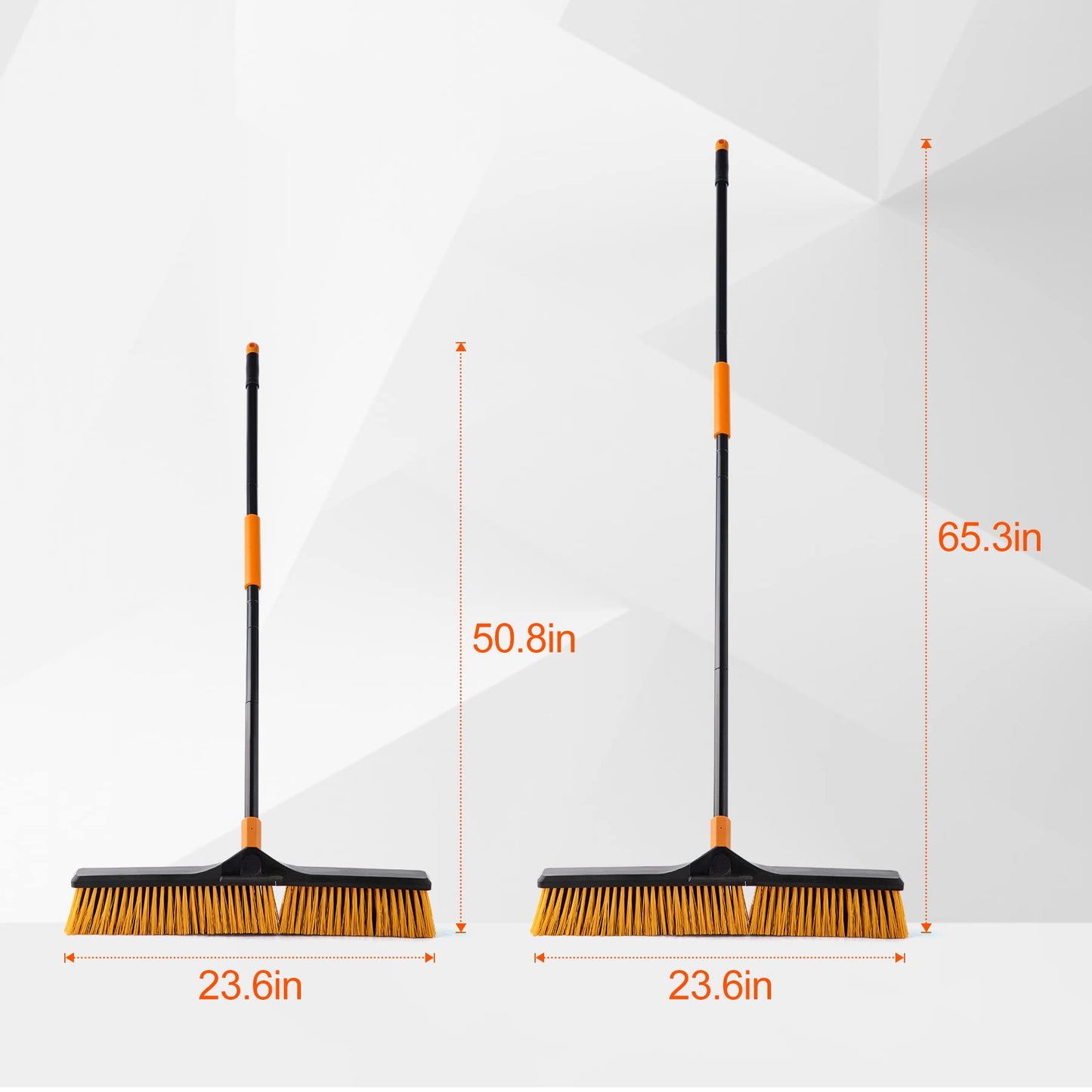 CLEANHOME 24”Push Broom Brush for Floor Cleaning with 65” Long Handle and Stiff Bristles, Heavy Duty Brush for Shop, Deck, Garage, Concrete,Indoor and Outdoor Broom,Orange