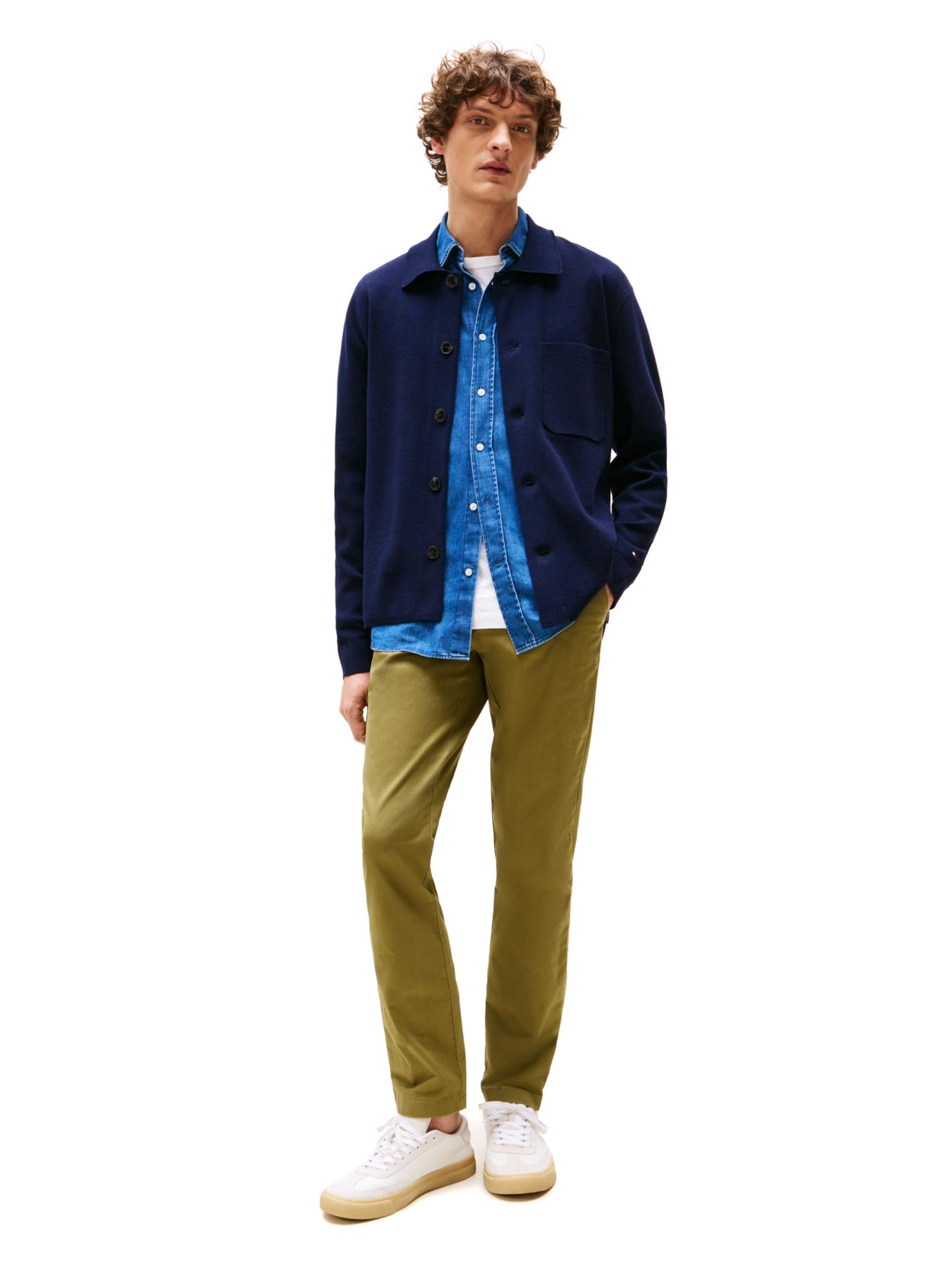 Tommy Hilfiger Men's Chino Pants Stretch Slim-Fit, Uniform Olive 30x36
