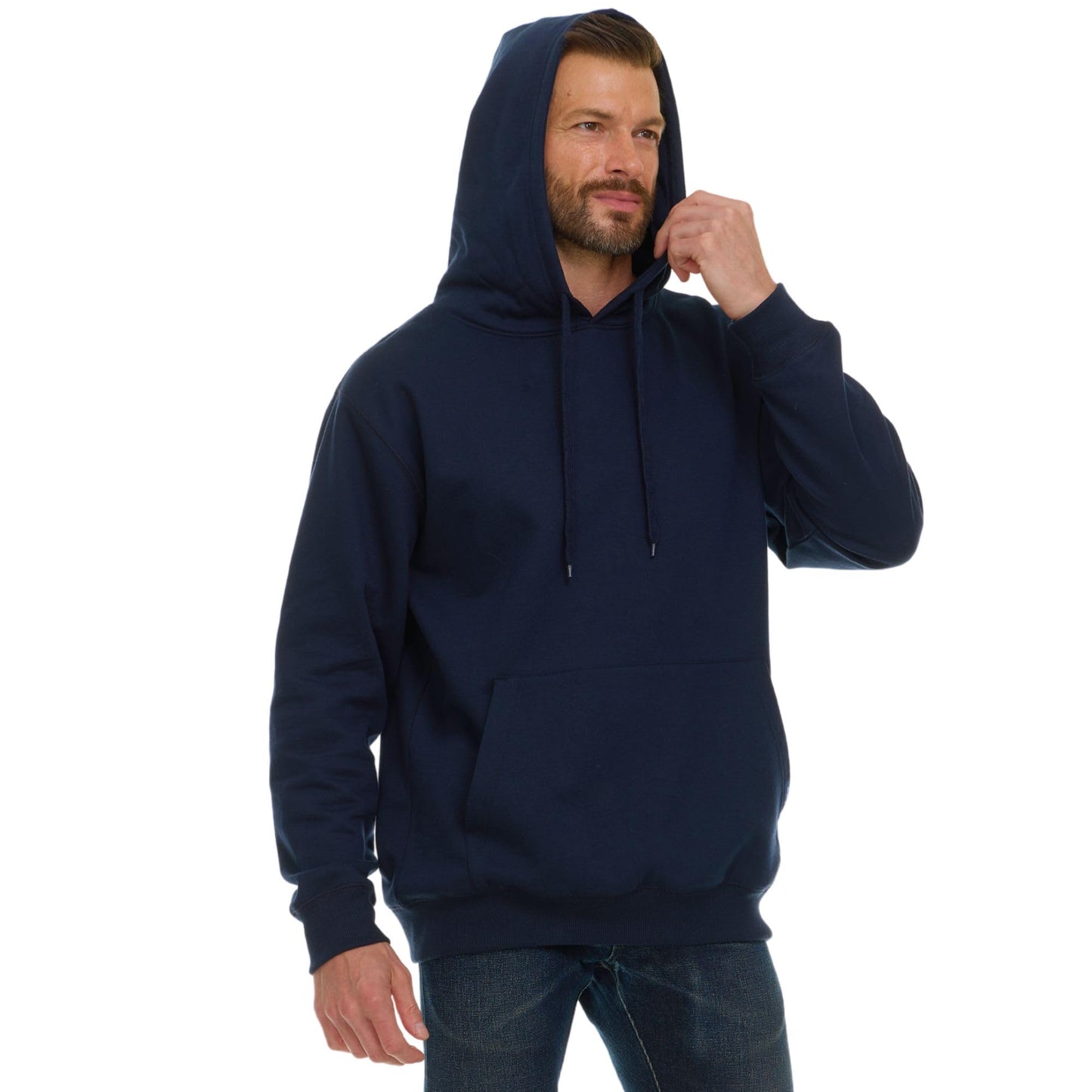 Wrangler Big and Tall Hoodie for Men, Fleece Heavyweight Pullover Sweatshirt, Relaxed Fit Mens Work Hoodies Navy - 2XLT