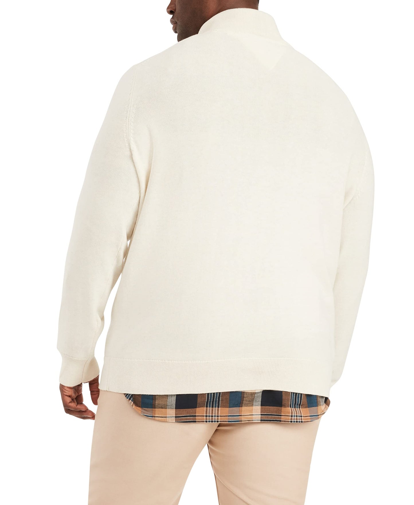 Tommy Hilfiger Men's Big and Tall Long Sleeve Cotton Quarter Zip Pullover Sweater, Snow White Heather, 2XL-Tall