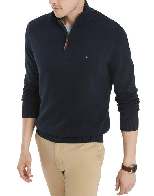 Tommy Hilfiger Men's Big and Tall 1/4 Zip Pullover Sweater Sky Captain 4XL-Tall