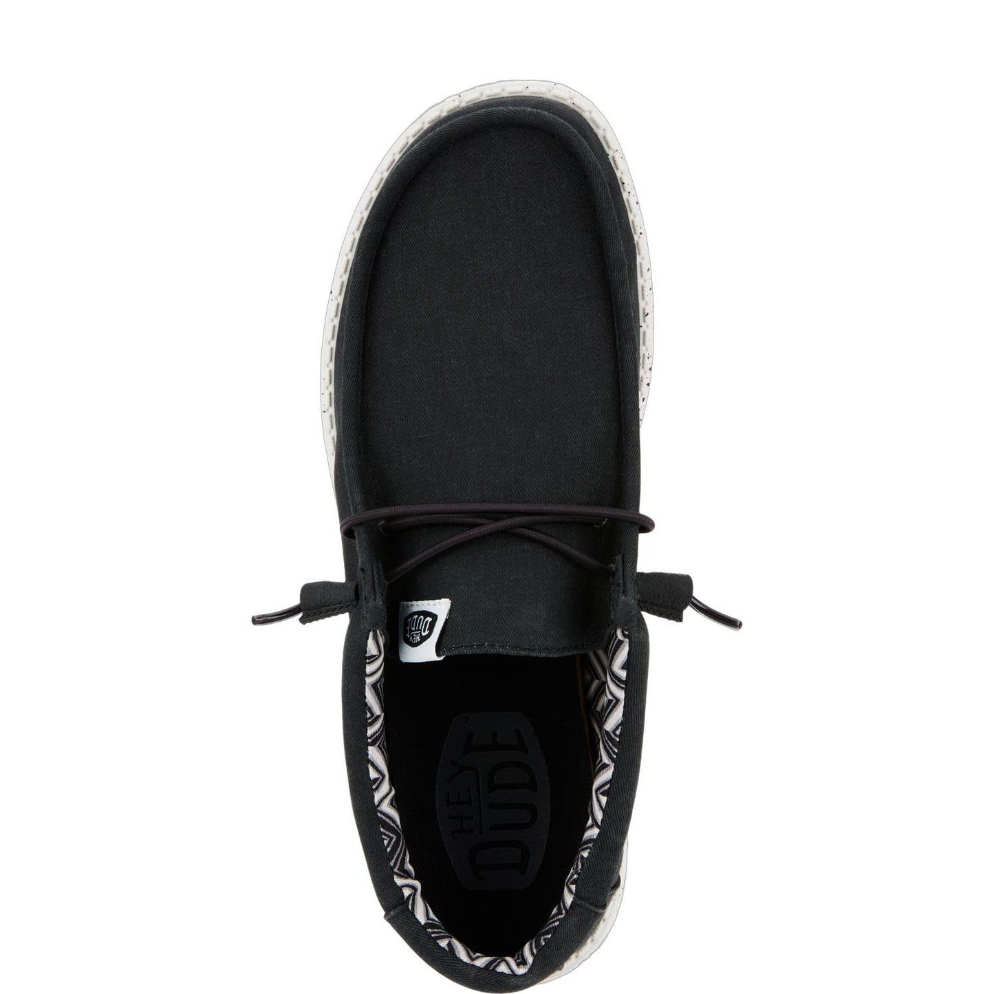 HEYDUDE Men's Wally Stretch Canvas Black/White Size 15 | Men's Shoes | Men Slip-on Loafers | Comfortable & Light-Weight