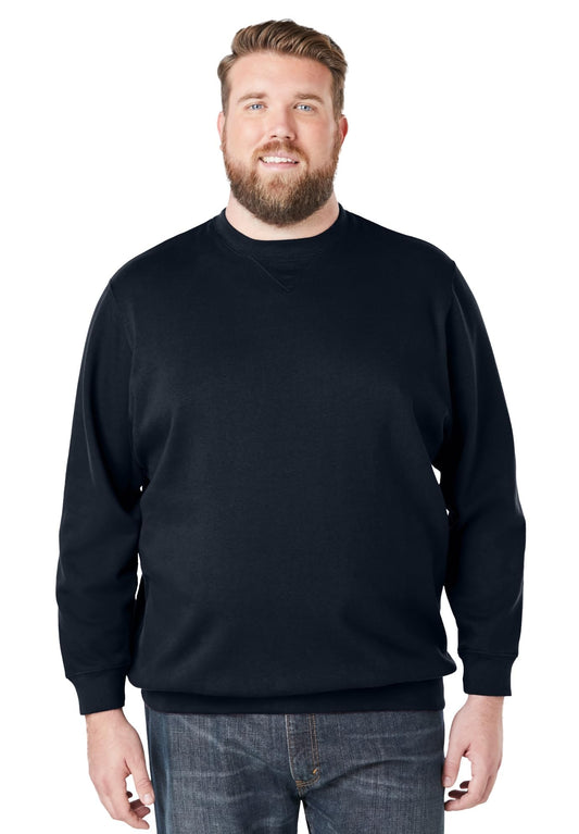 KingSize Men's Big & Tall Fleece Crewneck Sweatshirt - L, Black