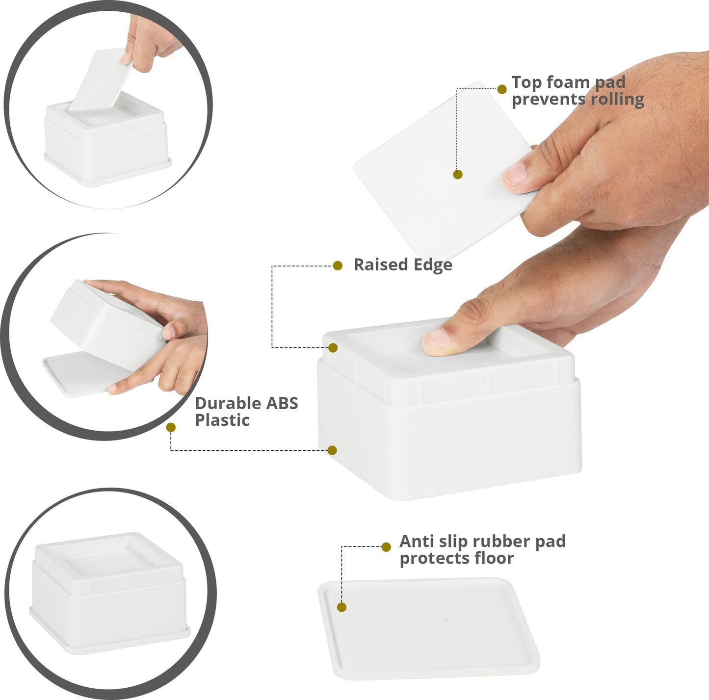 Utopia Bedding Bed Risers 2 Inch - Pack of 8 - Adjustable Furniture Risers 2 & 4 inch - Anti Slip Foam & Rubber Pad - Stackable Bed Lifts Risers Heavy Duty for Sofa, Bed, Table, Couch & Chair (White)