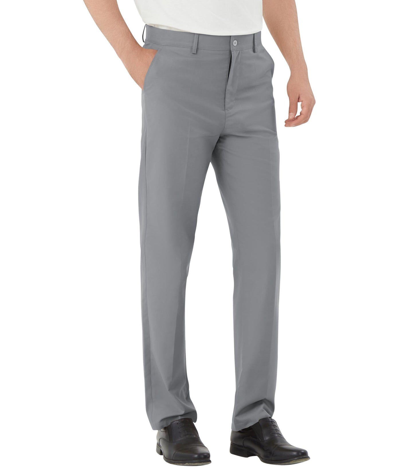 Men's Tall Classic Fit Flex Flat Front Dress Pants Formal Pants for Business & Office Grey