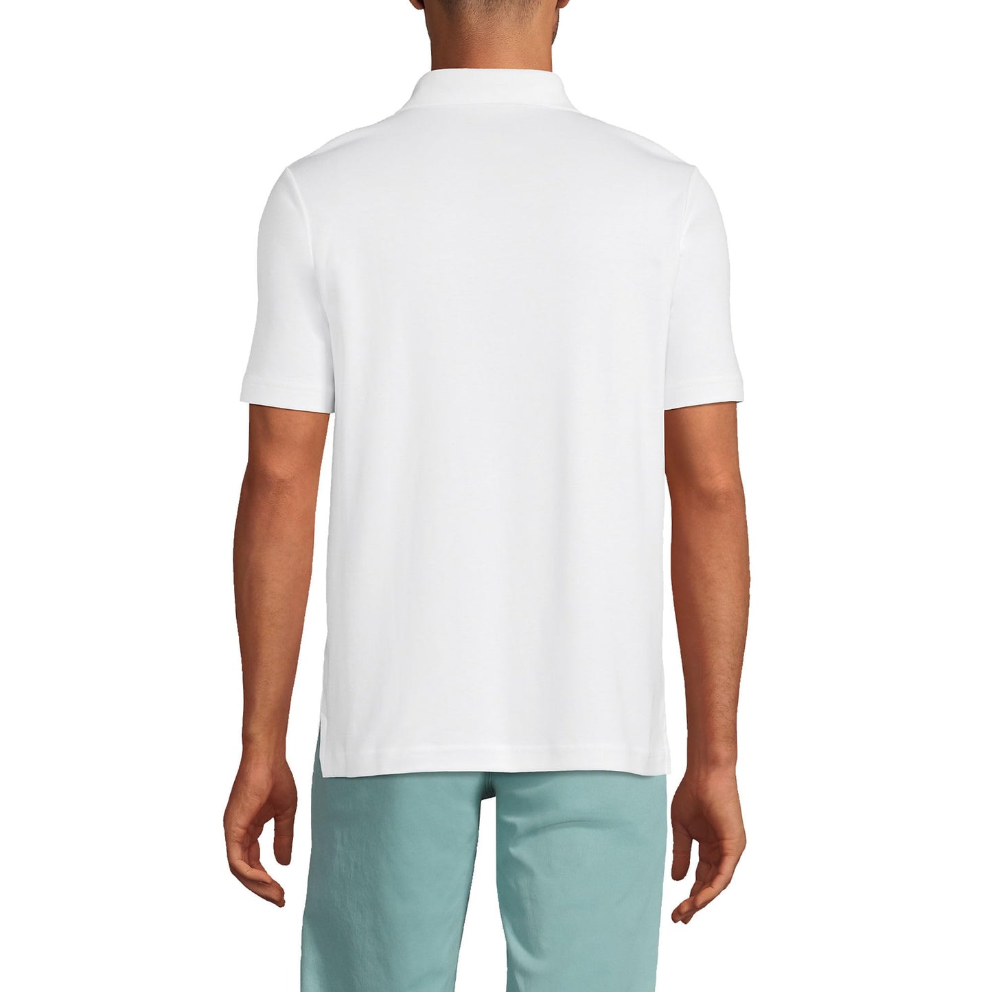 Lands' End Mens Short Sleeve Pocket Supima Polo White Tall X-Large