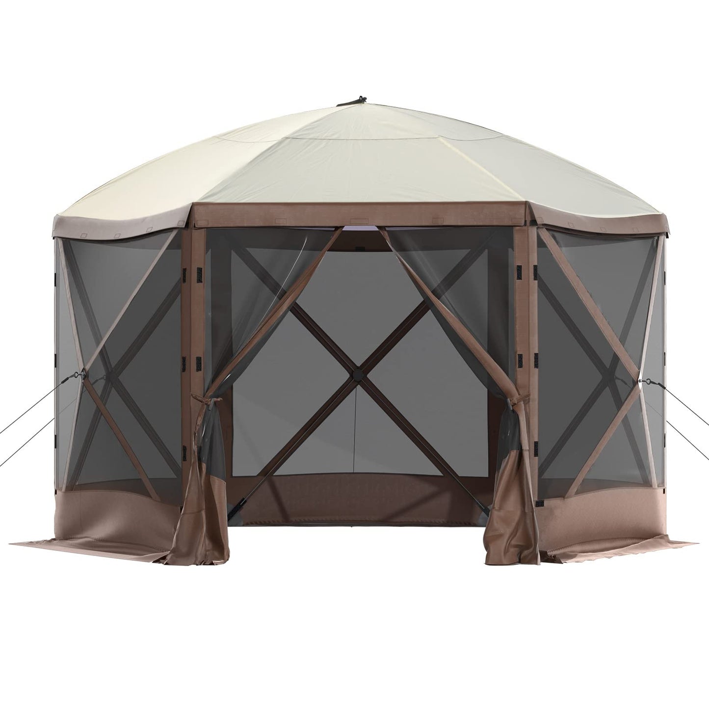 SmarketBuy 10 x 10 FT Gazebo Tent, Pop Up Design Camping Gazebo Tent, 6-Sided Pop-up Canopy Shelter Tents Portable 8 Person Gazebos Screen Tents for Camping and Backyard Activities
