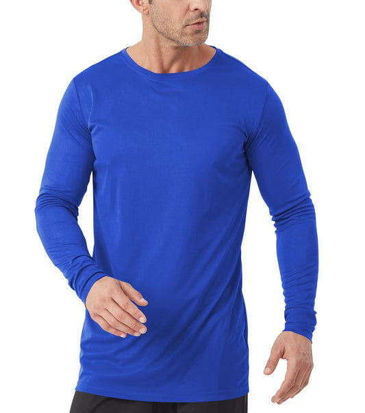 Men's Tall Rash Guard Long Sleeve T Shirts - UPF 50+ Sun Protection Tee Shirt for Fishing, Swim, Hiking Blue