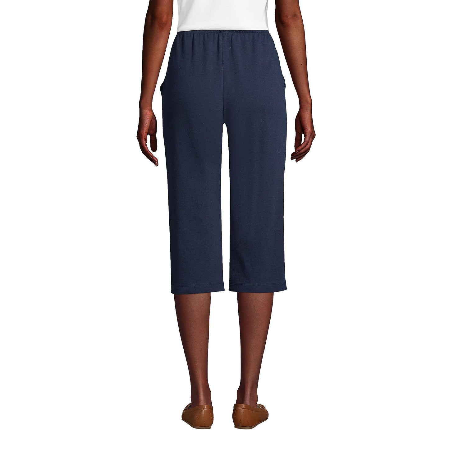 Lands' End Women s Sport Knit Capri Pants Radiant Navy Tall Medium