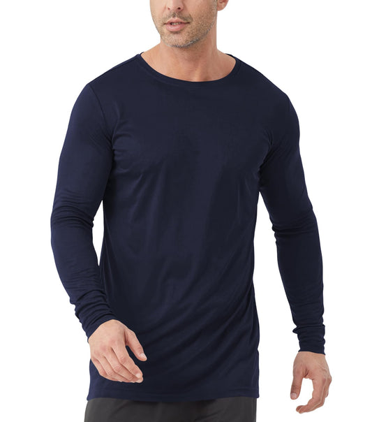 Men's Tall Rash Guard Long Sleeve T Shirts - UPF 50+ Sun Protection Tee Shirt for Fishing, Swim, Hiking Navy