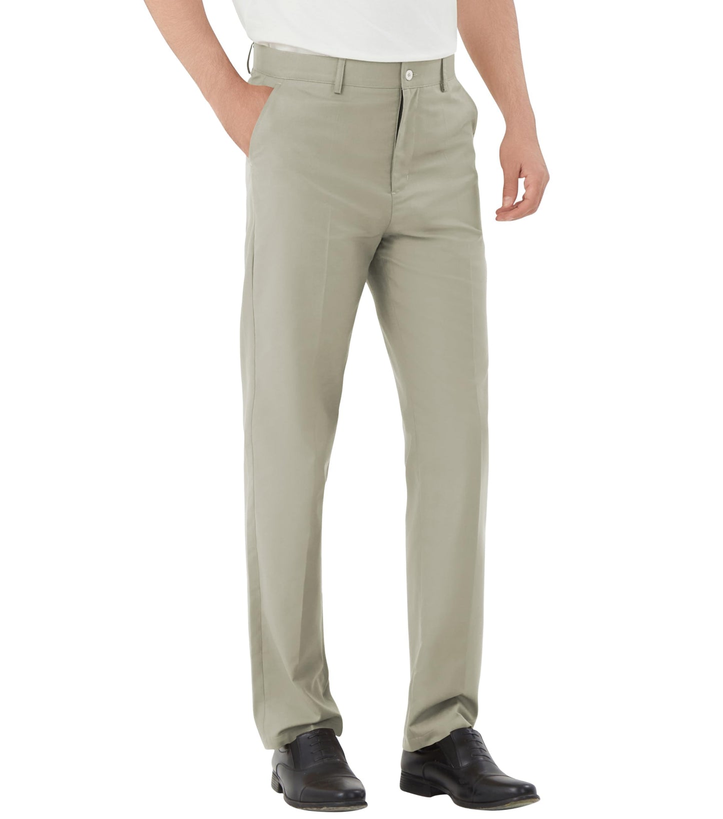Men's Tall Classic Fit Flex Flat Front Dress Pants Formal Pants for Business & Office Oatmeal