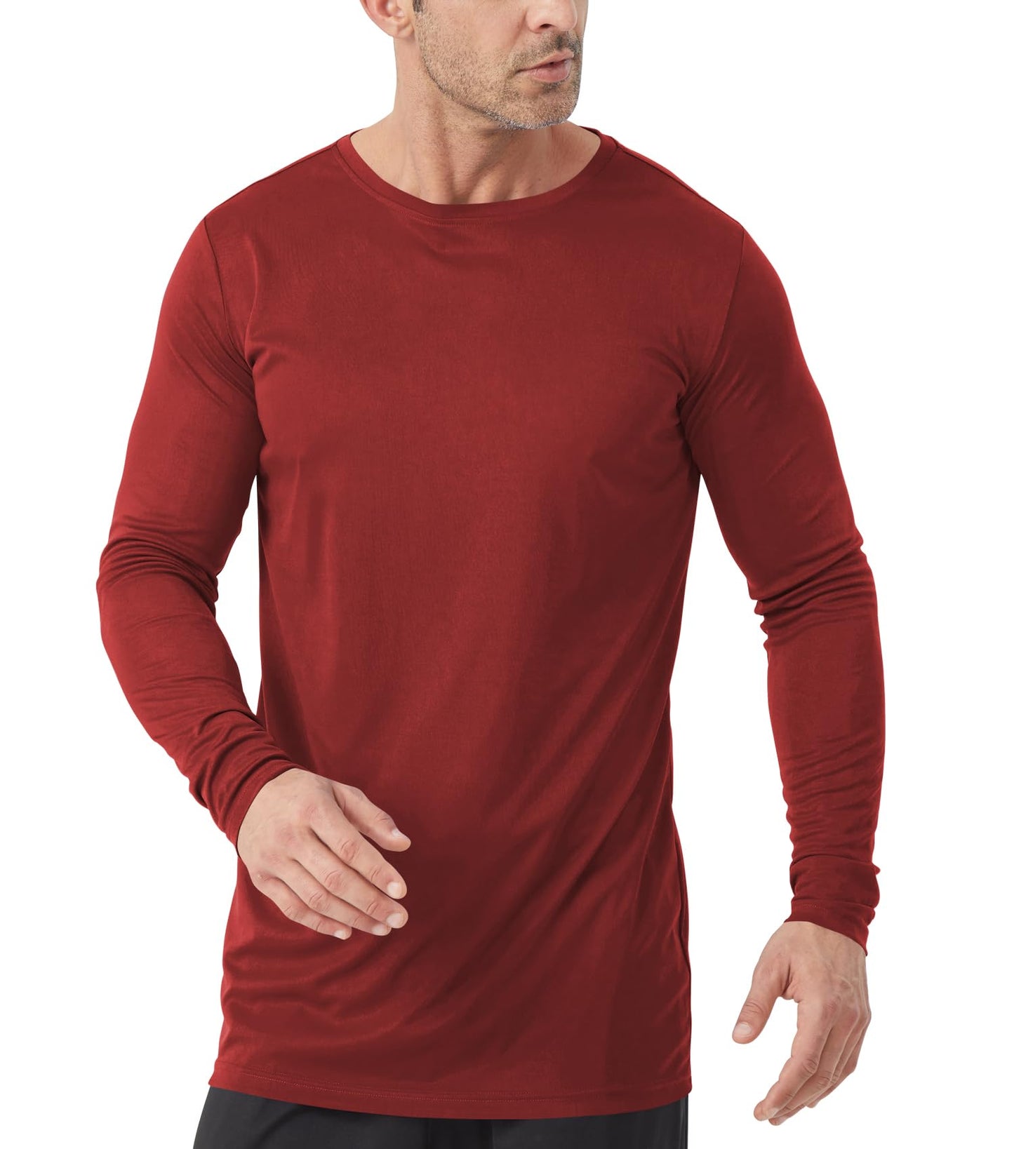 Men's Tall Rash Guard Long Sleeve T Shirts - UPF 50+ Sun Protection Tee Shirt for Fishing, Swim, Hiking Wine