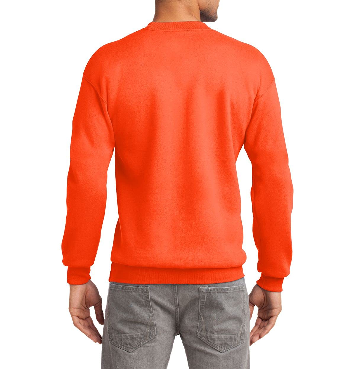 JustBlanks Fleece Sweatshirt for Men Tall Men’s Sweatshirt Crewneck Sweatshirt Relaxed-Fit Pullover Sweatshirt - Safety Orange - LT