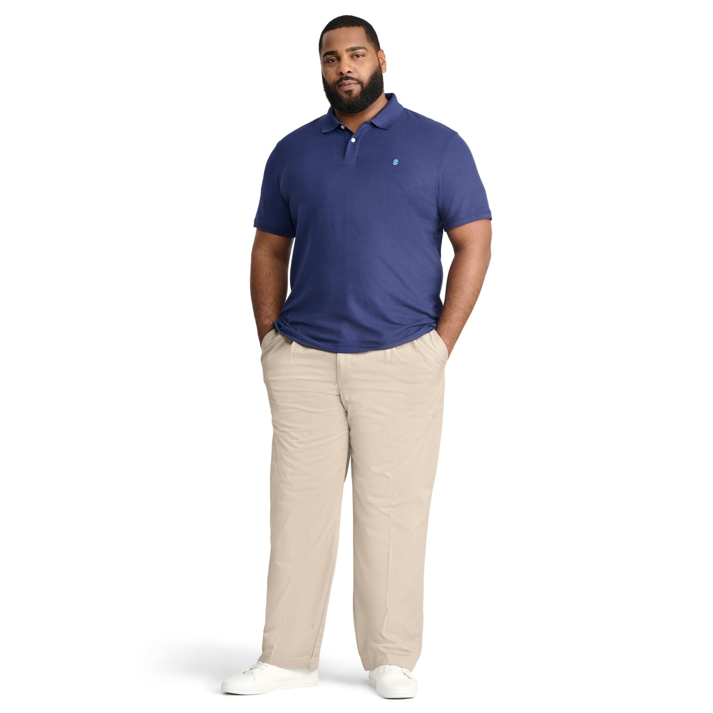 IZOD Men’s Big-and-Tall Advantage Performance Short-Sleeve Solid Polo Shirt, Peacoat, 4X-Large