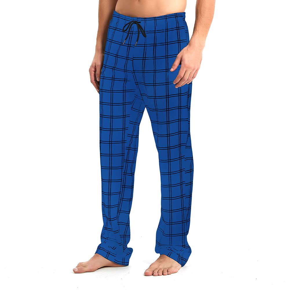 Idtswch Mens Tall Pajama Pants 38" Inseam Plaid Lounge Pants Sleepwear Pajama Bottoms 100% Cotton