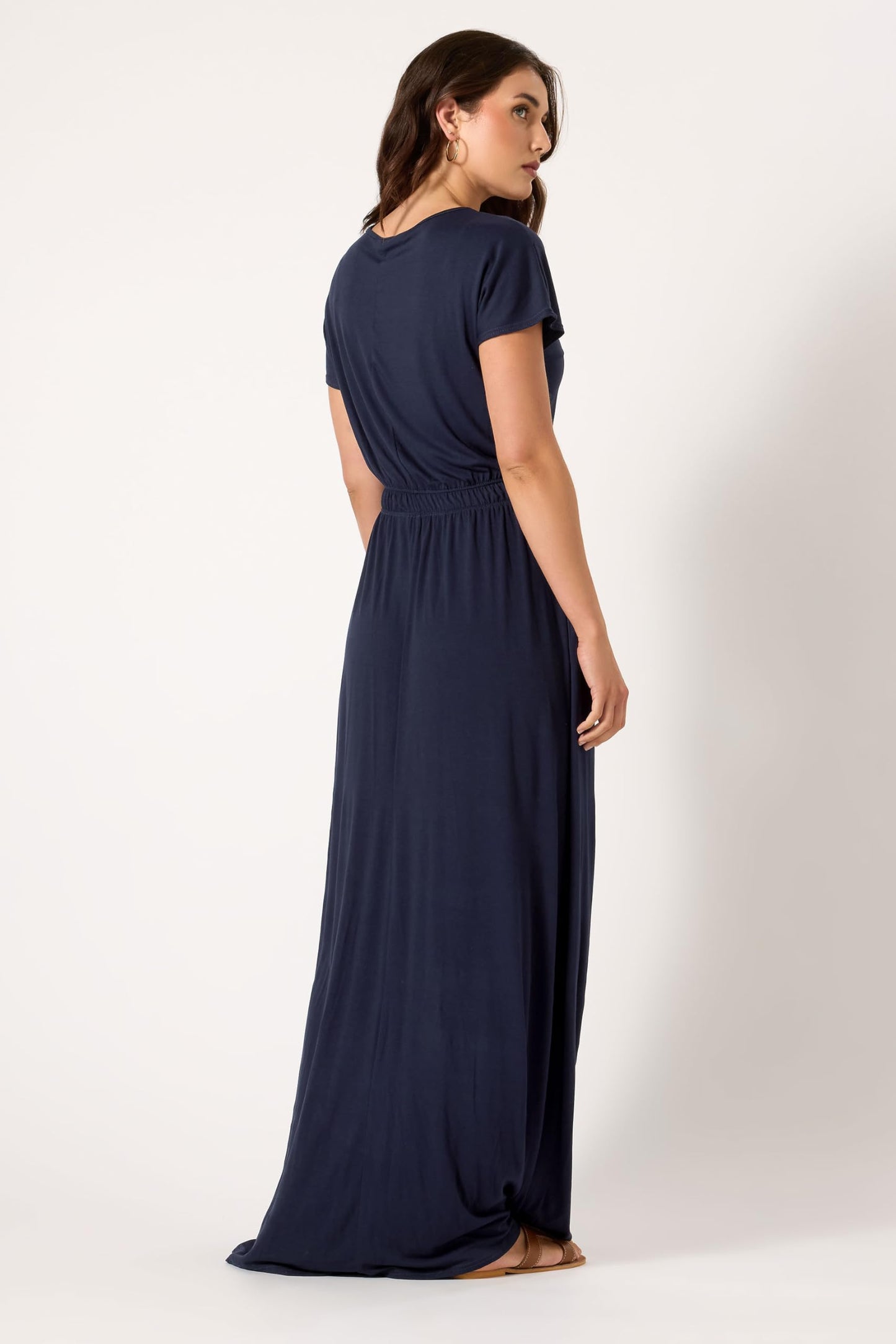 Long Tall Sally LTS Tall Shirred Waist Maxi Dress Navy 12