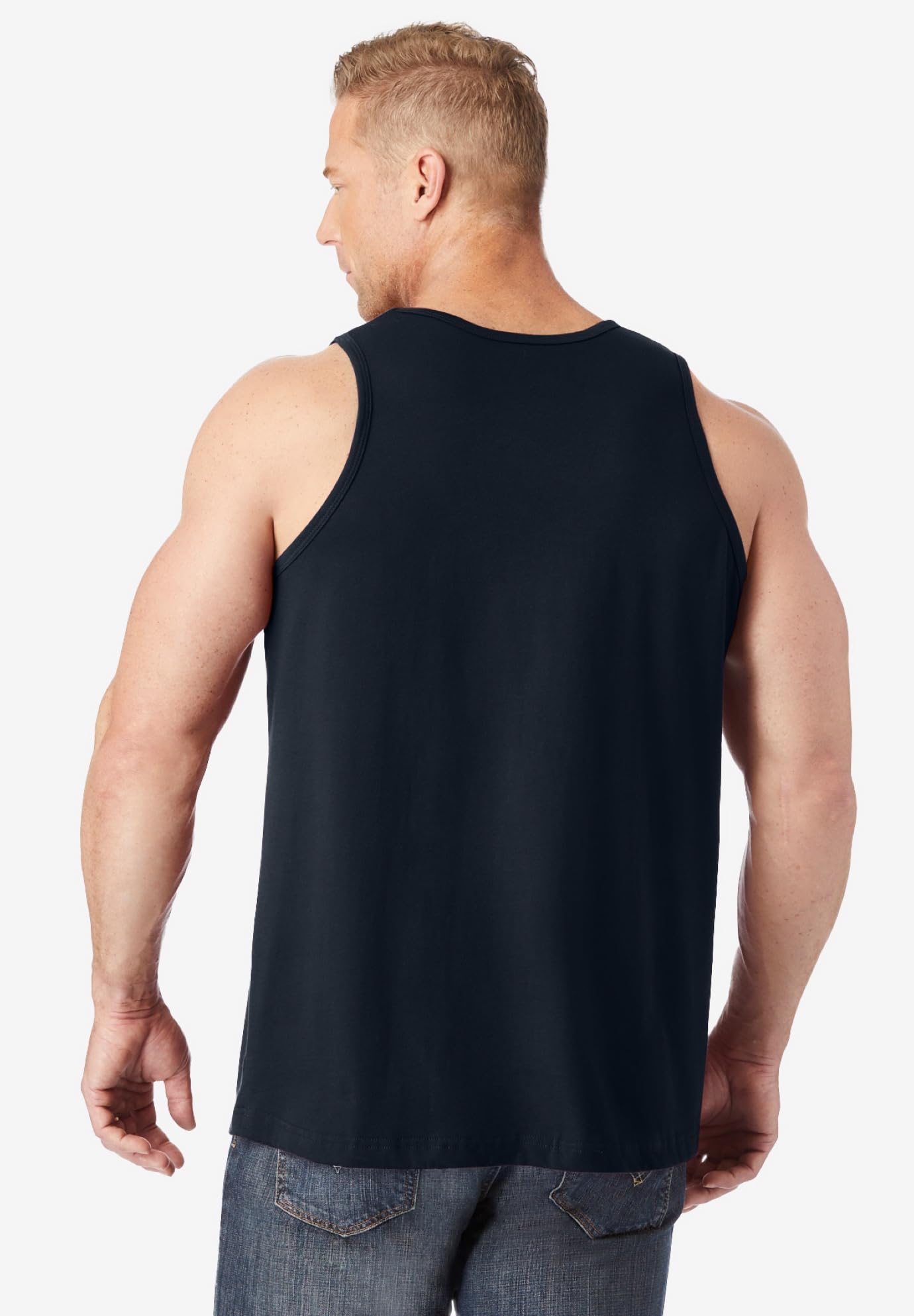 KingSize Men's Big & Tall Shrink-Less Lightweight Longer-Length Tank - 8XL, Black
