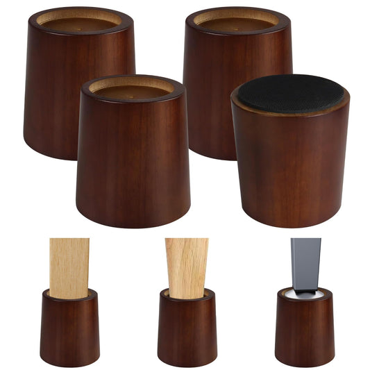 KOIKEY Furniture Raisers Bed Risers - 4 Inch Wooden Circle Heavy Duty Furniture Height Extenders Lifts for Sofa Couch Desk Chair Table Base Raising Space, Convenient Store and Cleaning, Pack of 4
