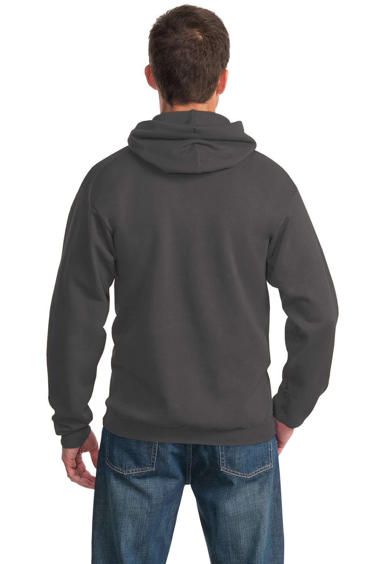 Port & Co TALL Essential Fleece Pullover Hooded Sweatshirt-PC90HT-4XLT-Charcoal