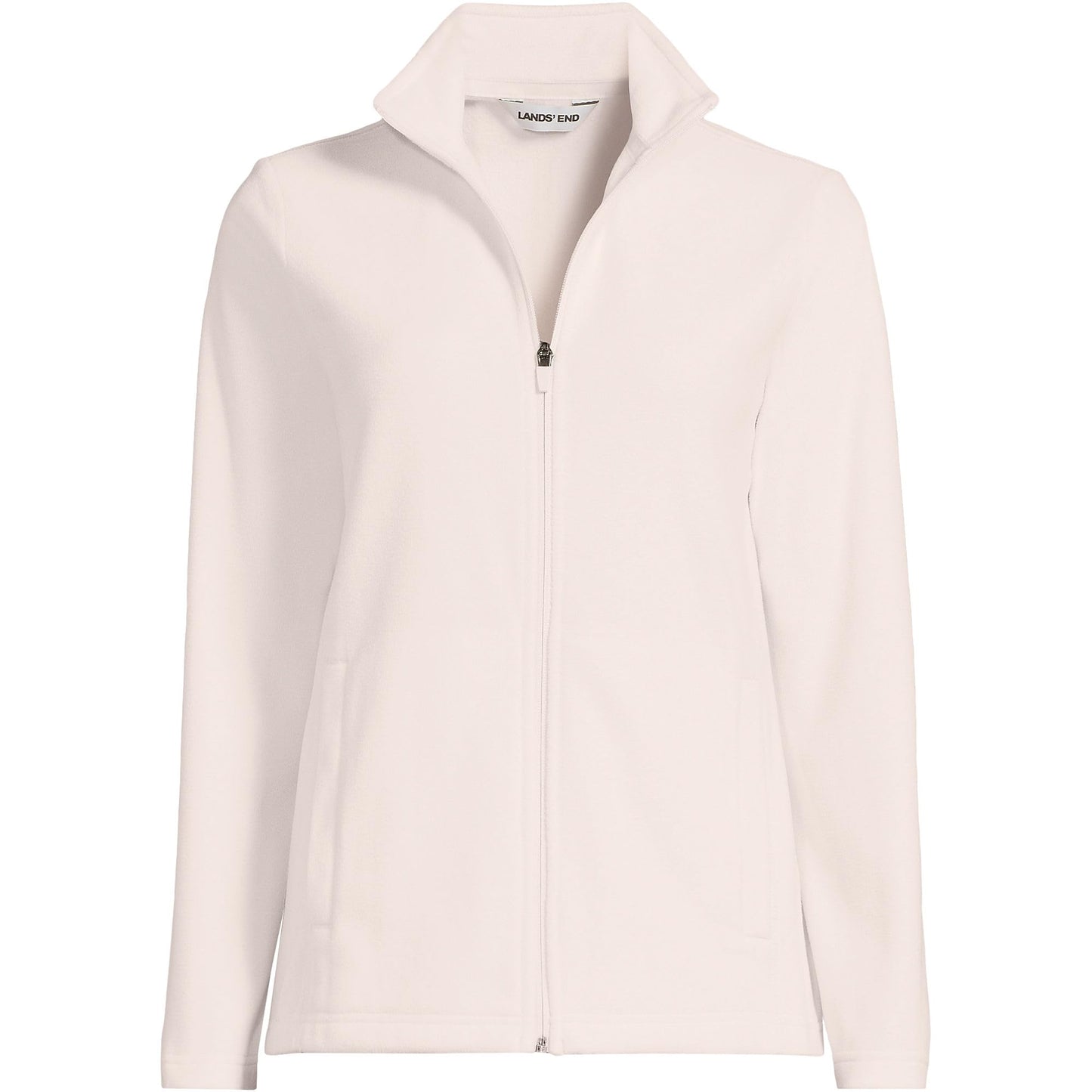 Lands' End Womens Full Zip Fleece Jacket Ivory Latte Tall Medium
