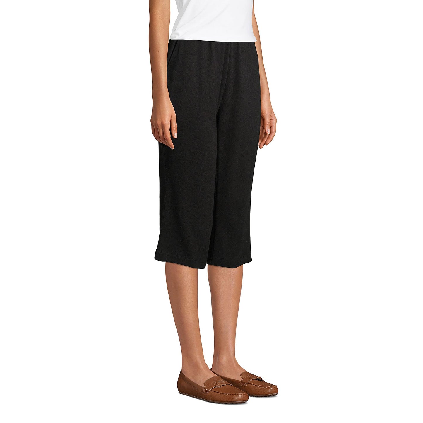 Lands' End Women s Sport Knit Capri Pants Black Tall Large