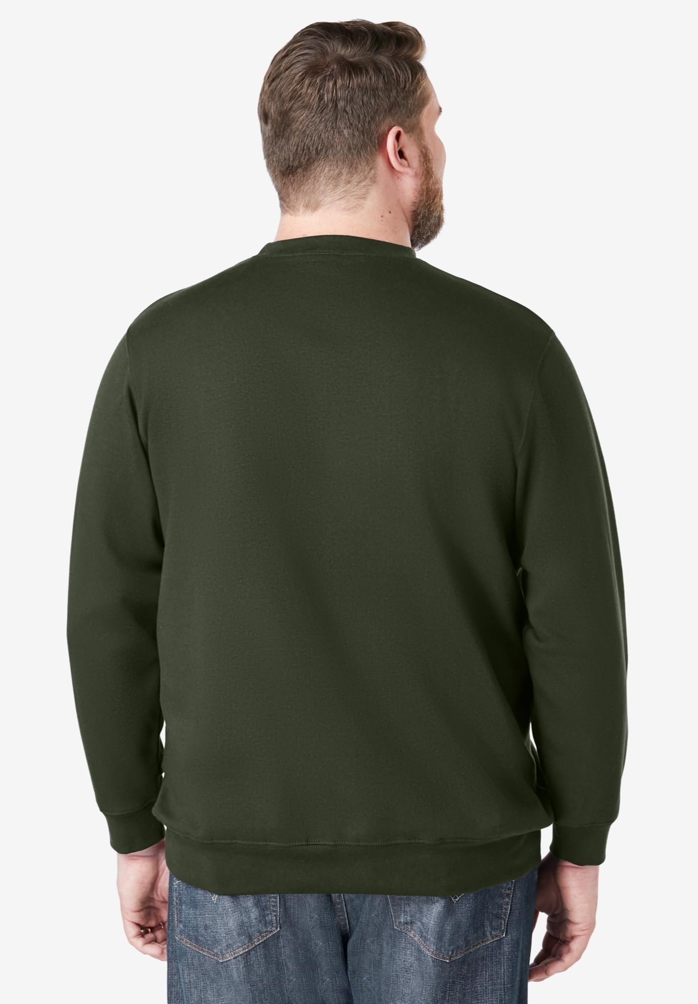 KingSize Men's Big & Tall Fleece Crewneck Sweatshirt - 7XL, Deep Olive