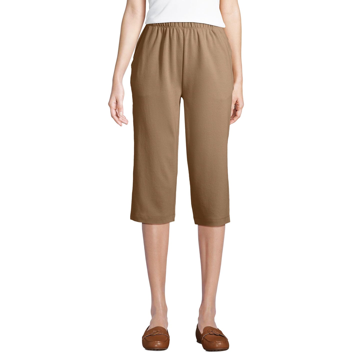 Lands' End Women s Sport Knit Capri Pants Rich Camel Tall X-Large